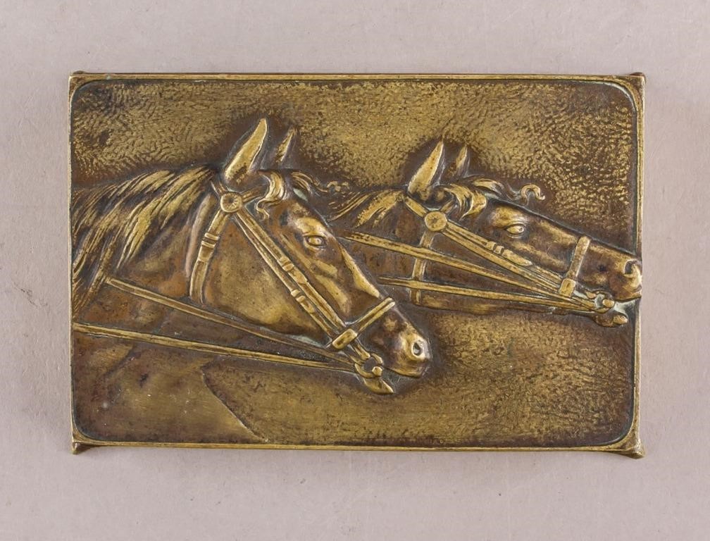 Antique Brass Embossed Horse Calendar '1975