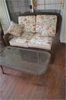 All Weather Wicker Love Seat & Coffee Table