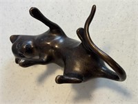 Bronze Kitty Cat Sculpture on its back by San