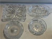 4- European style glass trays and bowls