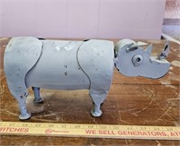 Metal Hand Made Rhino- Has One Ear-12" Long