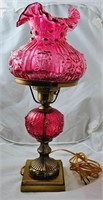 Fenton Cranberry Glass Electrified Lamp