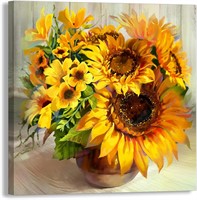 Sunflower Wall Art 20x20  Yellow Decor