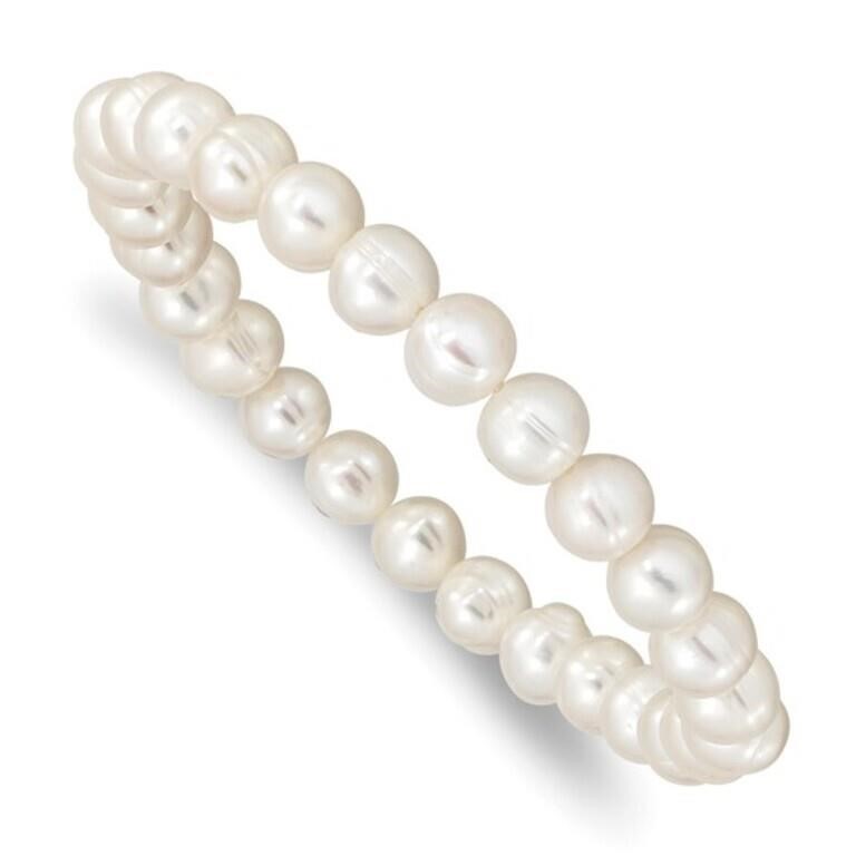 White Freshwater Cultured Pearl Stretch Bracelet