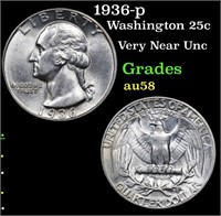 1936-p Washington Quarter 25c Grades Choice AU/BU