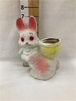 Vintage Paper Mache Rabbit Candy Container, 7”T