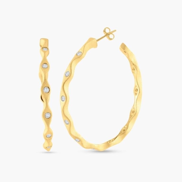 Sterling Silver Gold Plated Crystal Hoop Earrings