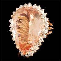 14K Gold Ring: 20.37ct Morganite & 1.21ctw Diamond