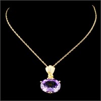 6.45ct Amethyst Pendant in 14K Gold