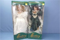 2 Porcelain Collector Dolls 18"H, In Boxes