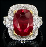 14kt Gold 15.19 ct Brilliant Ruby & Diamond Ring
