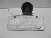 Vtg Rear Light W/ 1950 License Plate