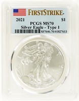 Coin 2021  American Silver Eagle PCGS MS70