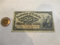 Billet de 25 cents du Dominion Canada 1900