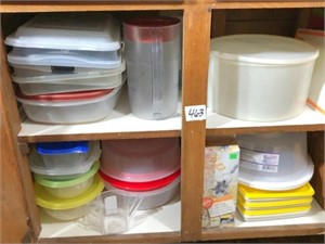plastics & misc. kitchen in cabinet