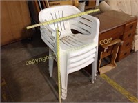 4 PVC Plastic patio stack chairs