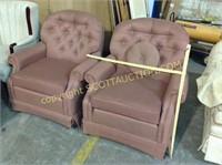 2 matching mauve patterend side chairs, one