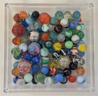 GREAT LOT OF VINTAGE BLOWN GLASS SWIRL MARBLES