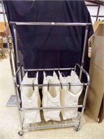 Metal 3 Section Laundry Cart w/Wheels