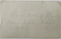 Author Mary A. Dodge autograph note