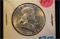 1961 Uncirculated Franklin Silver Half Dollar