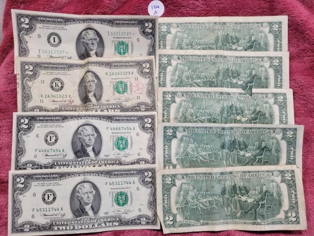 (9) Two Dollar Bills 1976