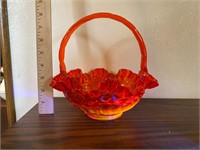 Fenton Amberina Ruffled Basket