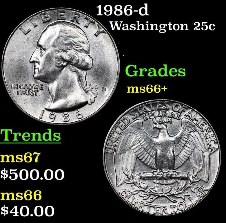 1986-d Washington Quarter 25c Grades GEM++ Unc