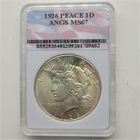 1926 PEACE SILVER DOLLAR 1D ANGS MS67