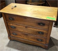Antique three drawer, dresser with keyhole