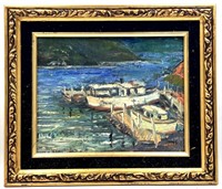 Charles Wiley "Boats At Sister Bay" Oil Painting