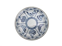 JAPANESE BLUE/WHITE PLATE WITH BIRDS DECPRATION