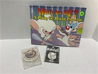 Pinky and the brain book button and pin