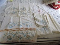 5 pairs hand embroidered vintage pillow cases