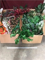Two huge boxes of silk plants & flowers