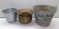 Jack Daniels Bucket & Small Brass Spittoon
