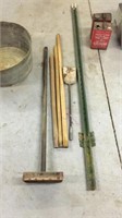 Wood handles, fire shovel, ground flattener