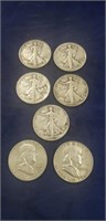 (7) Assorted Silver Half Dollar Coins