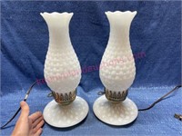 Pair of milkglass vanity lamps
