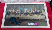 Vtg Framed Last Supper Lithograph