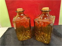 *TWO AMBER DECANTERS