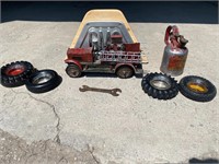 Toy Fire Truck/GMC piece and cool ashtrays