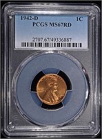 1942-D LINCOLN CENT PCGS MS67RD