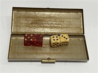 Vintage Bakelite dice - two pairs in tin case “