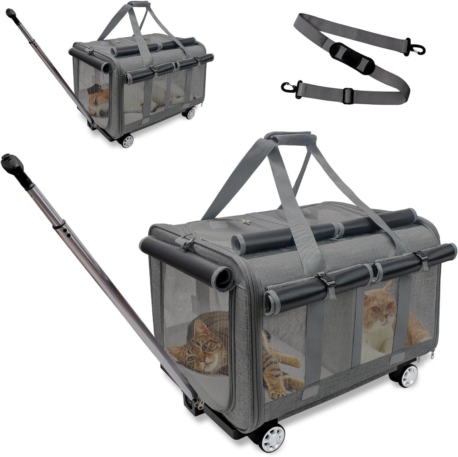$70 Pet Rolling Carrier for 2  Double-Compartment