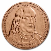 1 Oz Copper Round Founders Of Liberty - Franklin