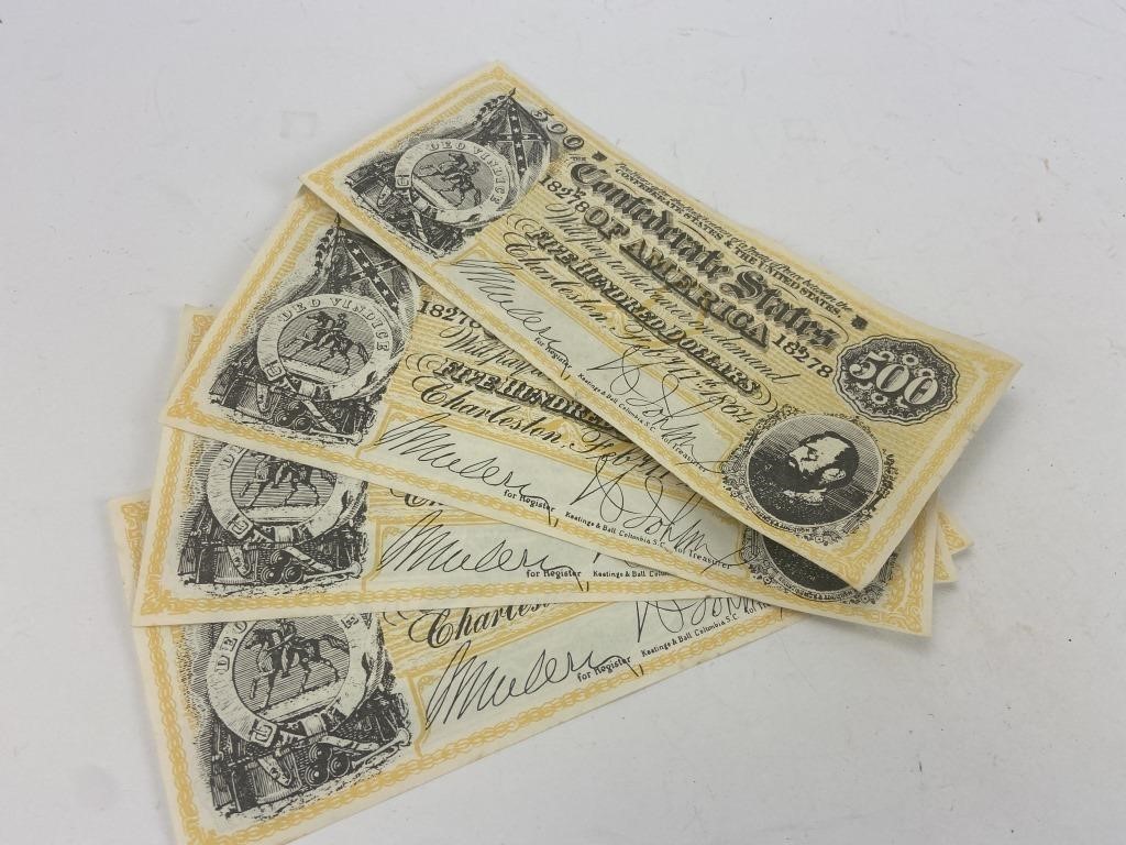 (4) Confederate States of America $500 Bill