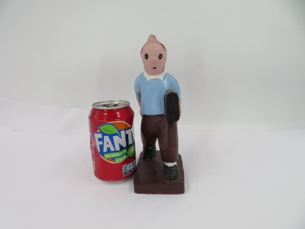 Rare, statue en bois de Tintin