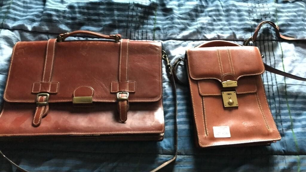 Leather briefcase & satchel
