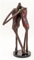 Brutalist Nude Male Couple Metal Sculpture